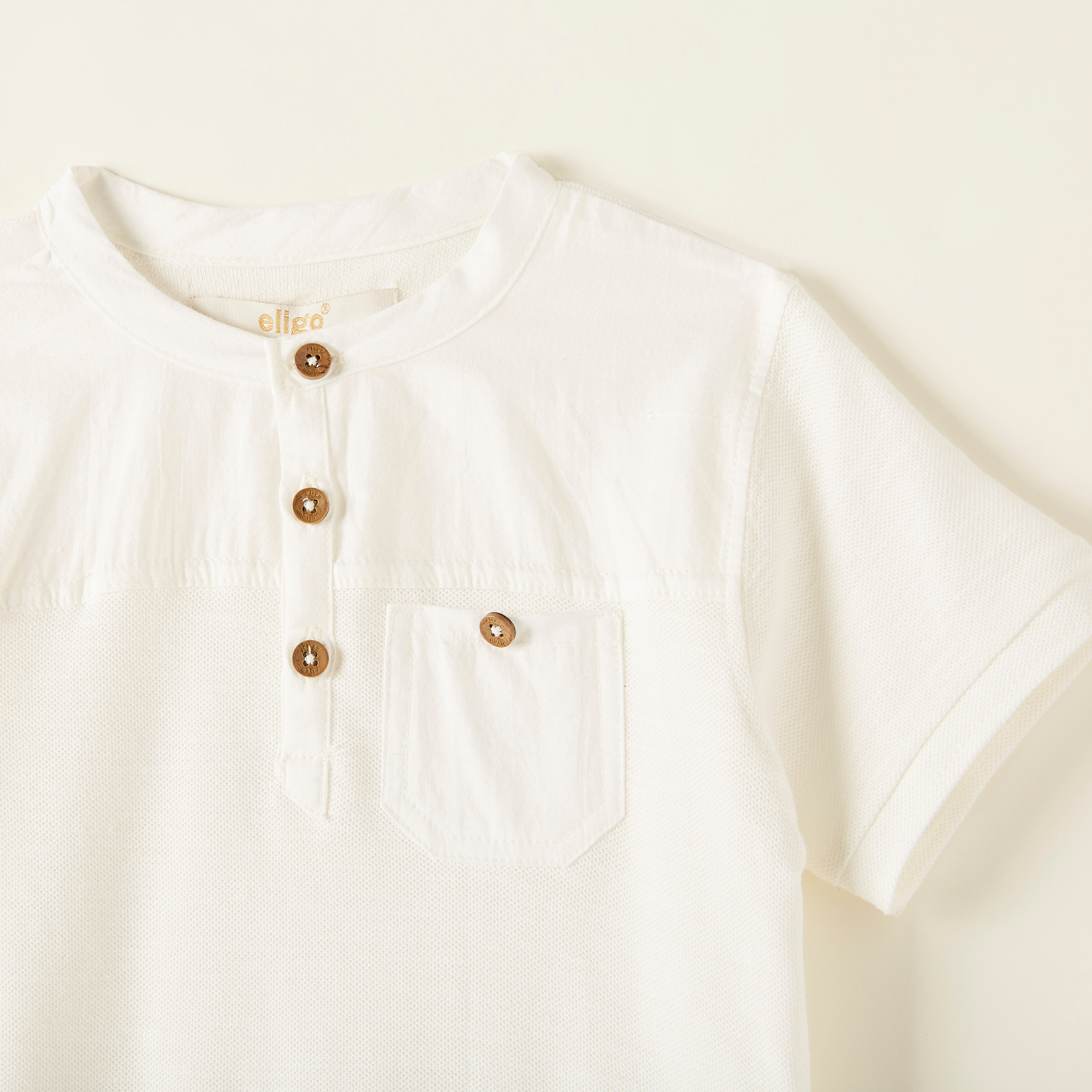 Eligo Solid Henley Neck T-shirt with Short Sleeves-boys-clothing-tshirtsandpolos-image-2