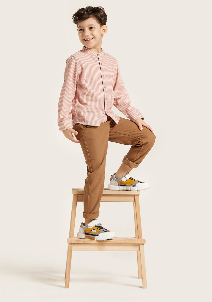 Eligo Striped Shirt with Mandarin Collar and Long Sleeves-Shirts-image-0