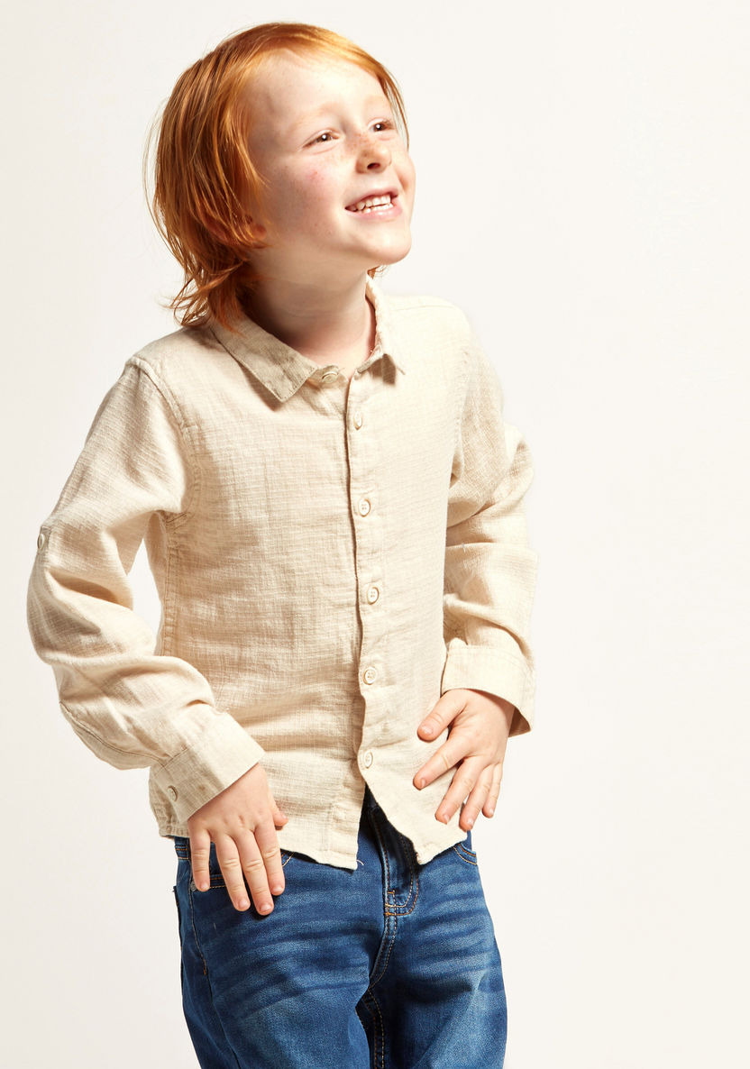 Eligo Solid Shirt with Long Sleeves and Spread Collar-Shirts-image-0
