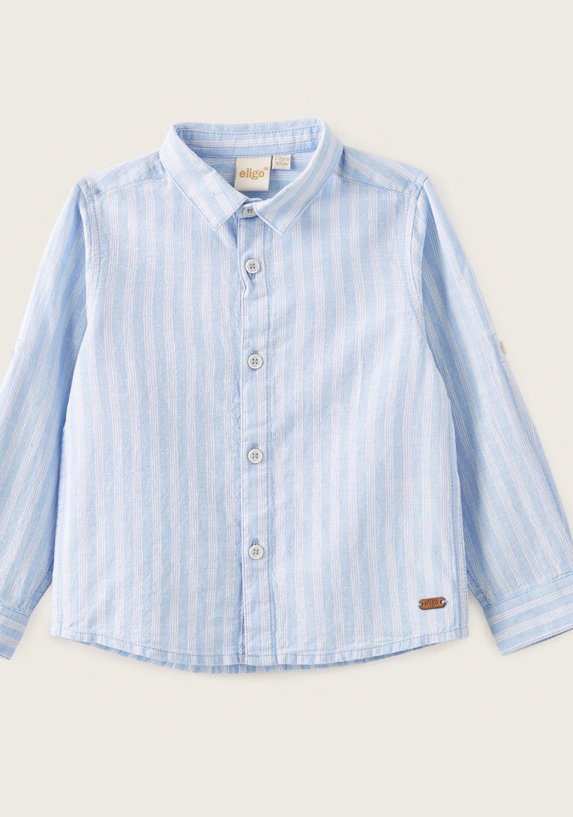 Eligo Striped Shirt with Long Sleeves and Collar-Shirts-image-0