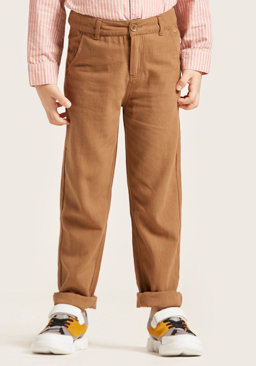 Eligo Woven Pants with Pockets and Button Closure-Pants-image-1