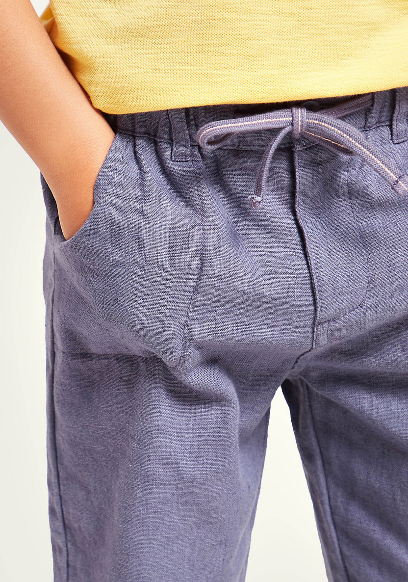 Eligo Solid Woven Pants with Drawstring Closure-Pants-image-2