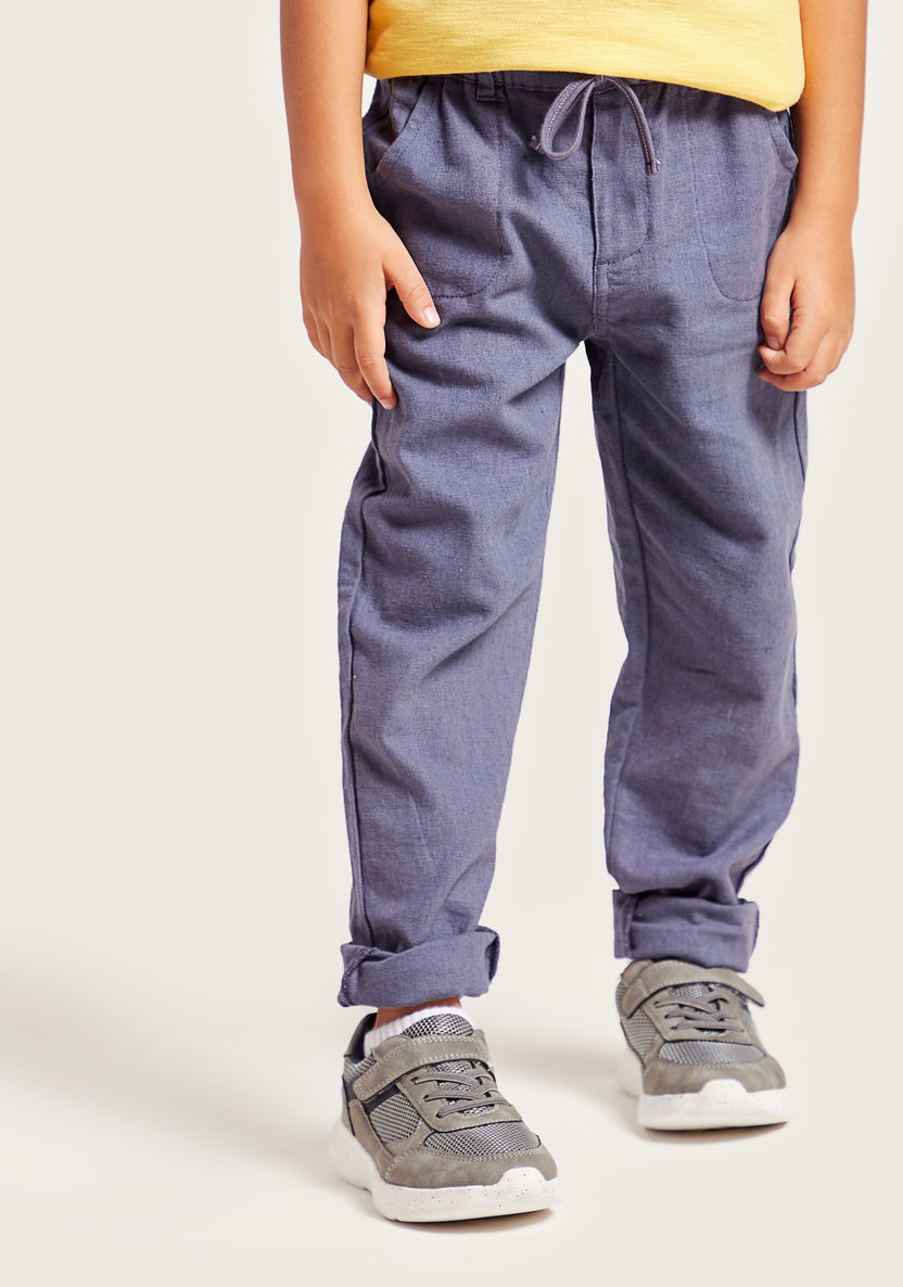 Eligo Solid Woven Pants with Drawstring Closure-Pants-image-0