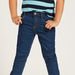 Solid Denim Pants with Pockets and Button Closure-Jeans-thumbnail-2