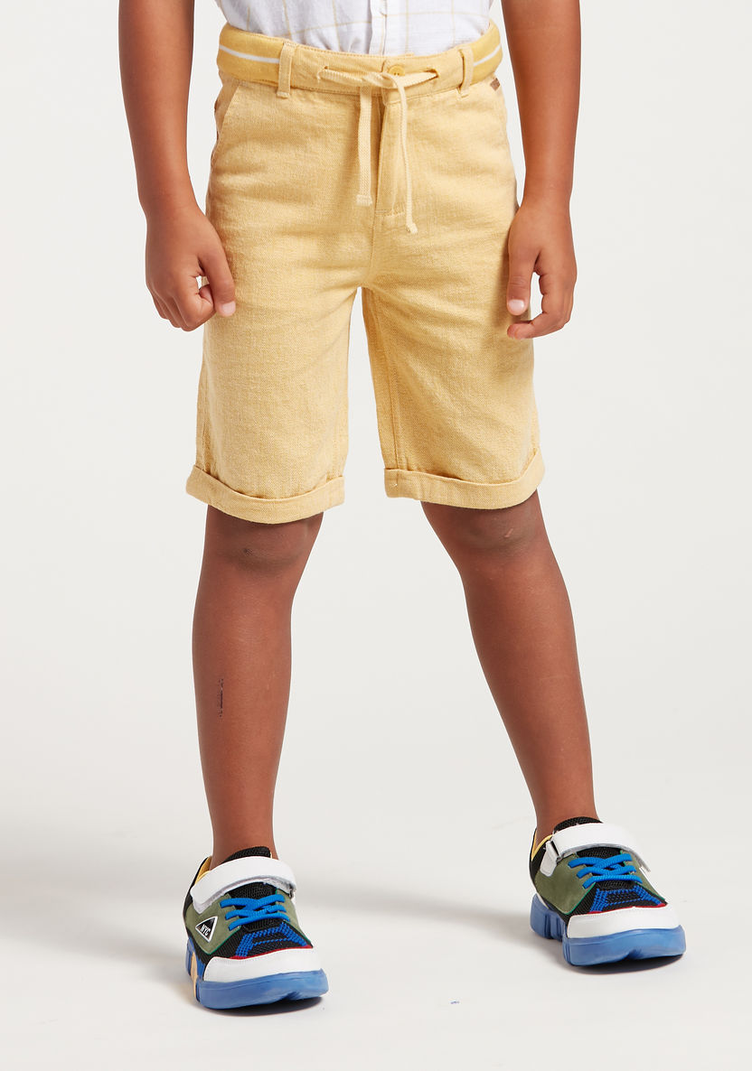 Solid Woven Shorts with Pockets and Tie-Up Waist-Shorts-image-2