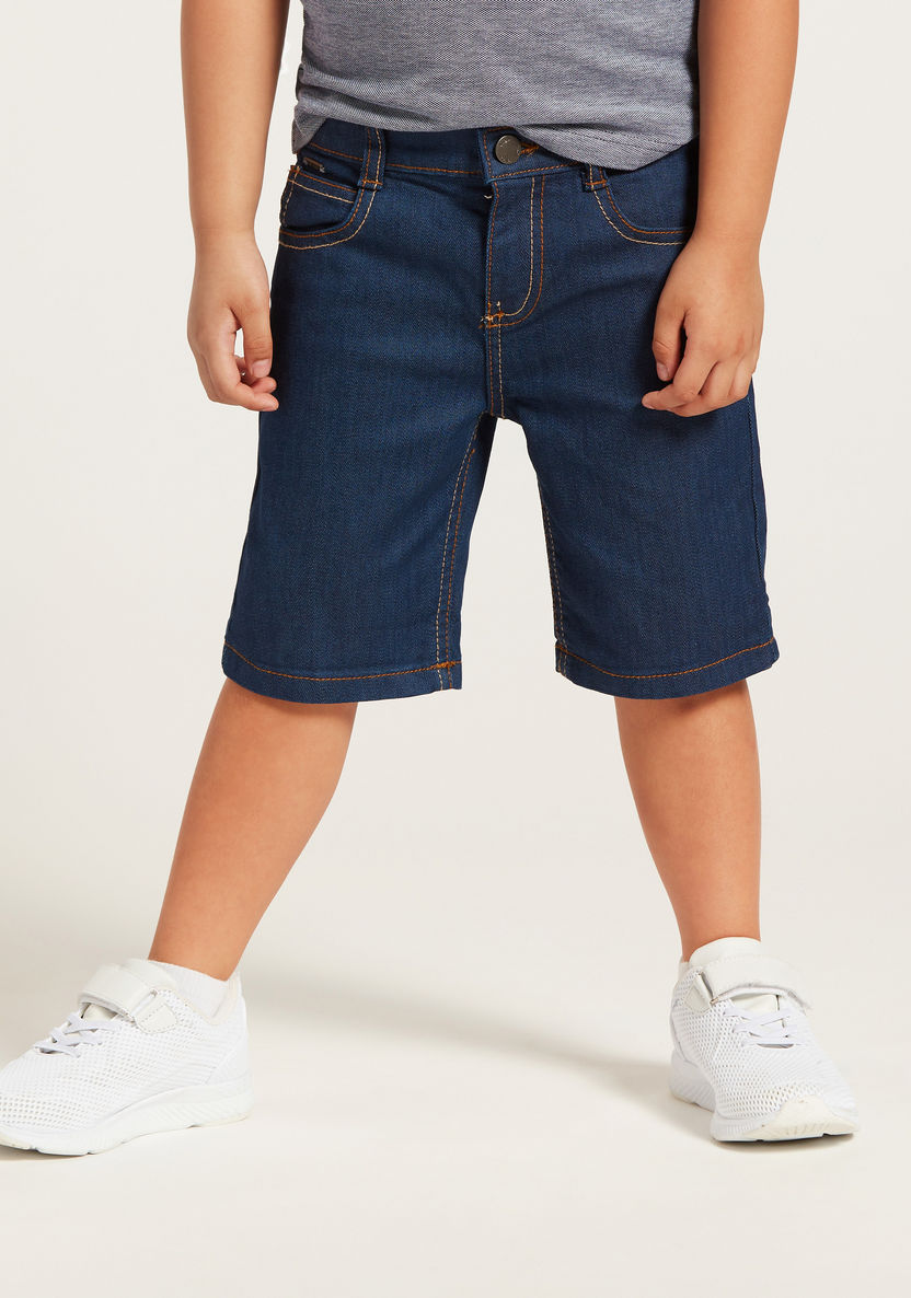 Solid Shorts with Pockets and Button Closure-Shorts-image-1