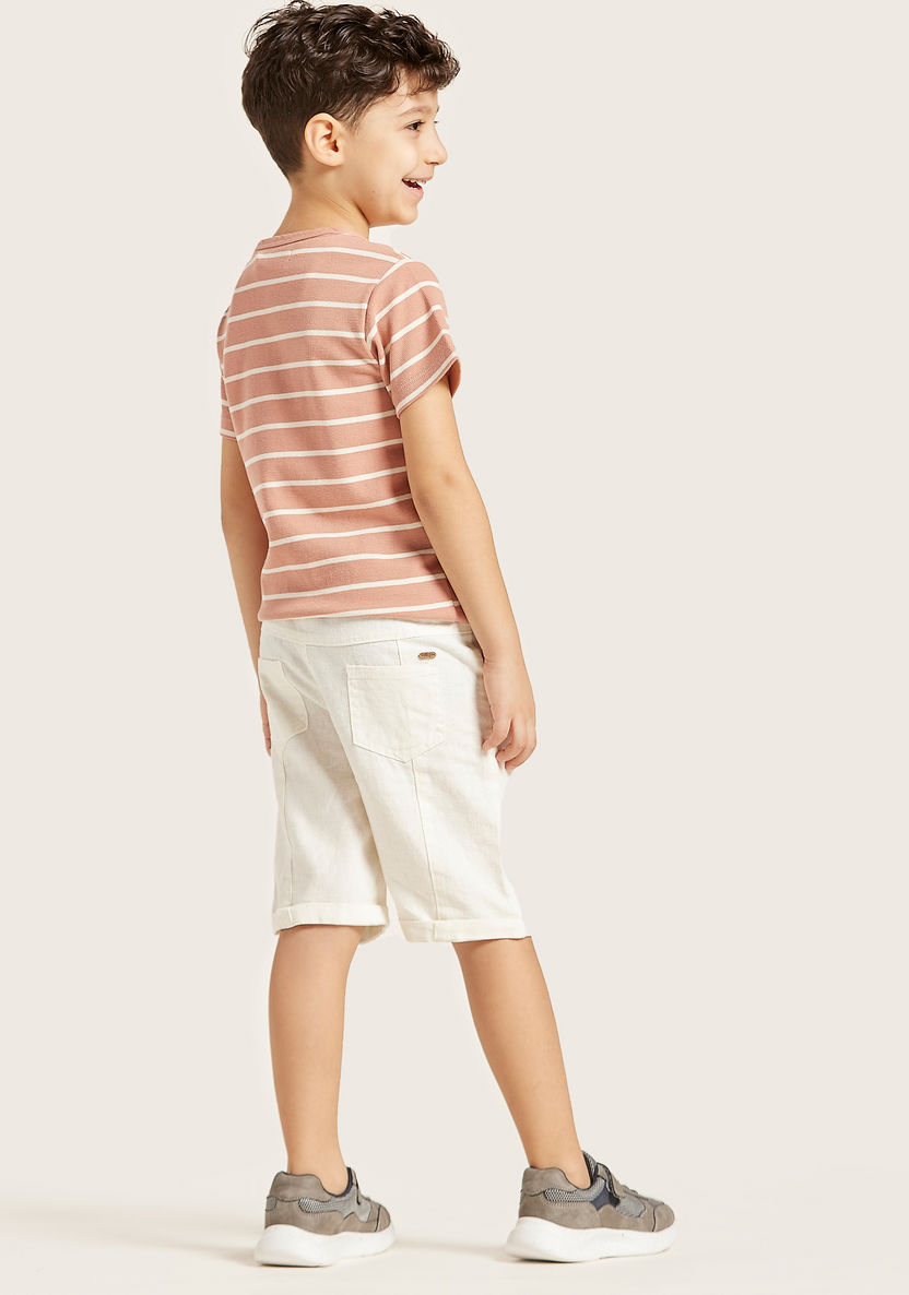 Eligo Solid Shorts with Pockets and Button Closure-Shorts-image-3