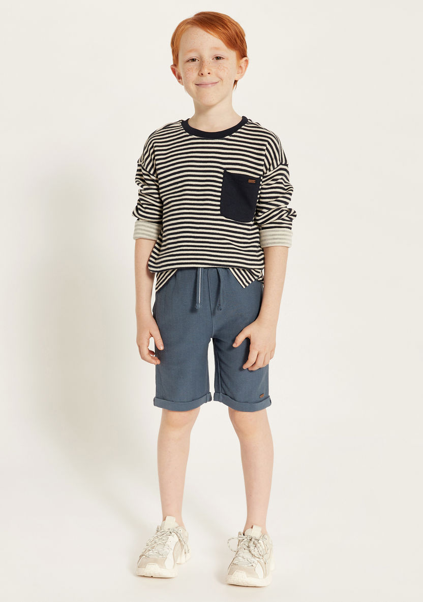 Eligo Solid Shorts with Pockets and Drawstring Closure-Shorts-image-0