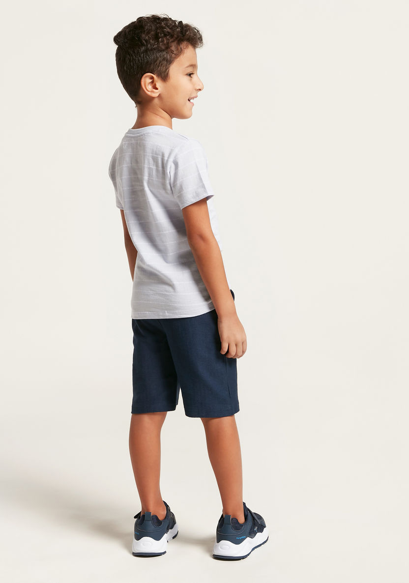 Eligo Striped T-shirt and Textured Shorts Set-Clothes Sets-image-4
