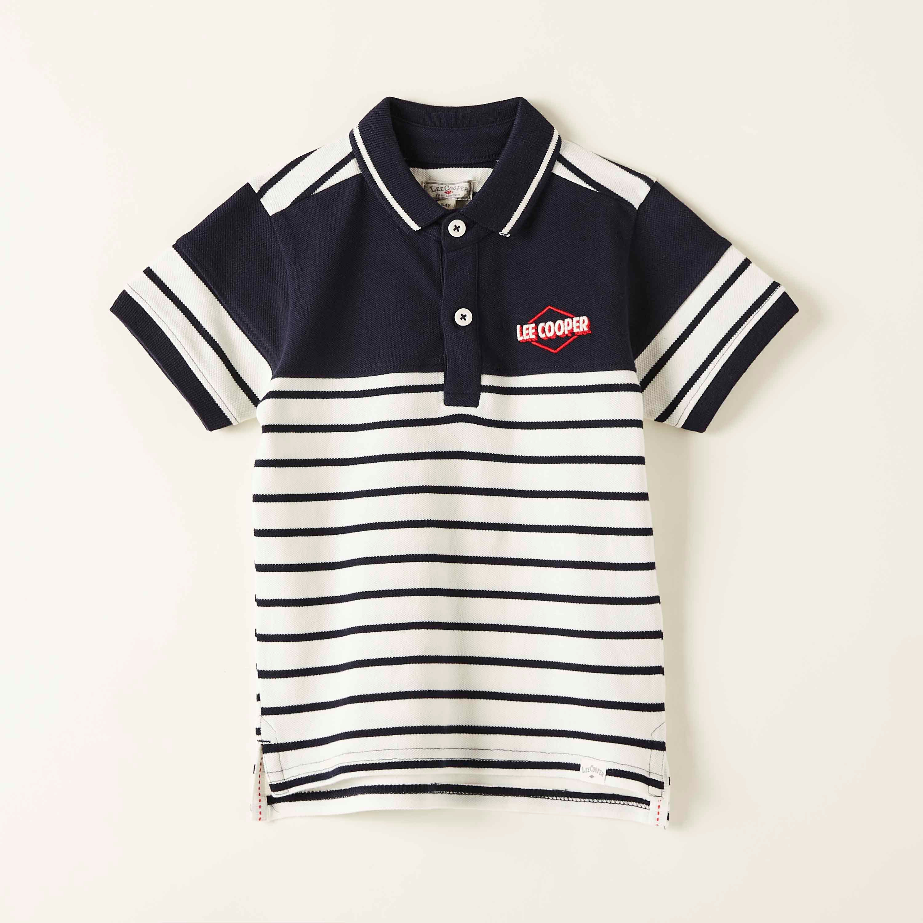 Lee Cooper Striped Polo T-shirt with Short Sleeves-boys-clothing-tshirtsandpolos-image-1