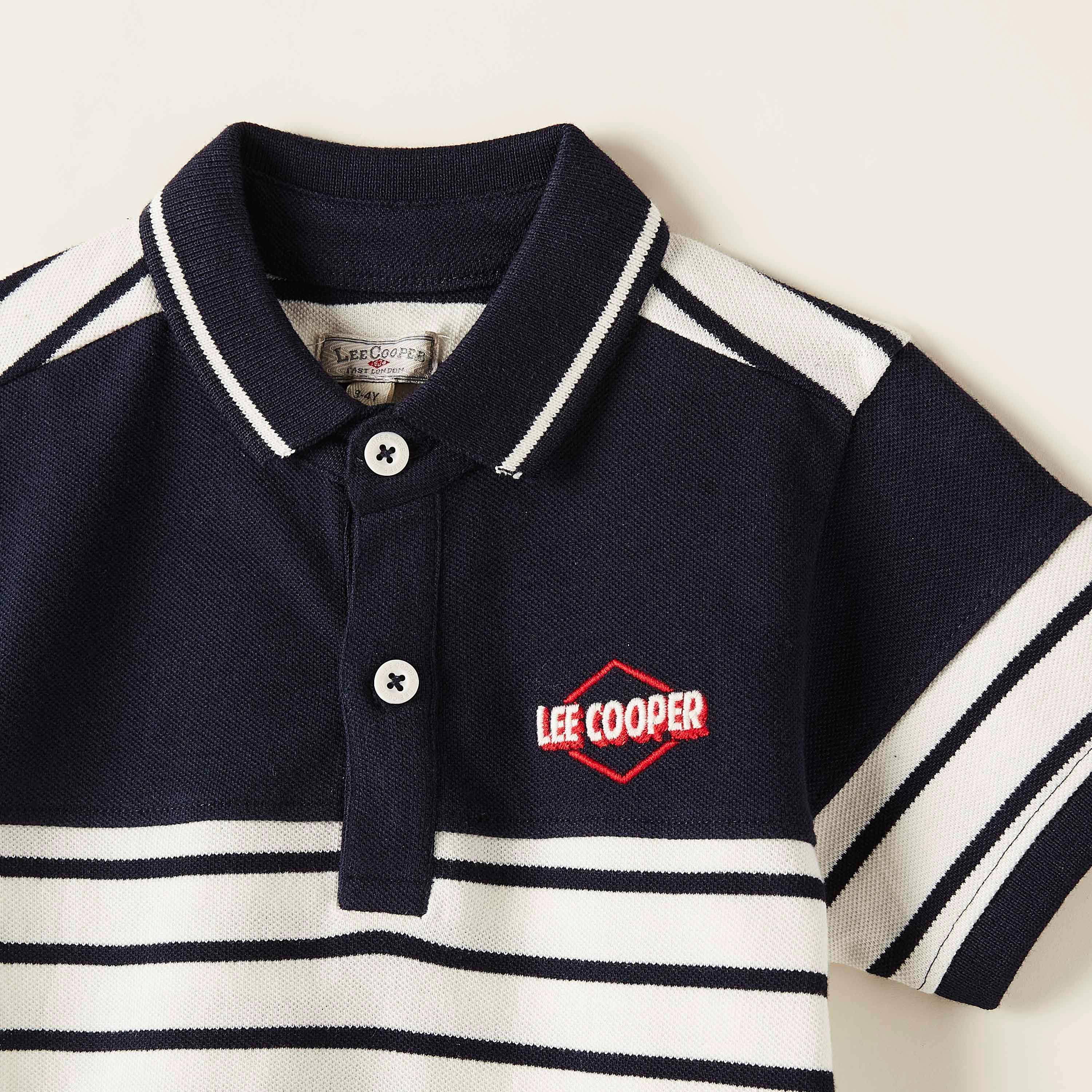 Lee Cooper Striped Polo T-shirt with Short Sleeves-boys-clothing-tshirtsandpolos-image-2