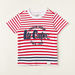 Lee Cooper Striped Graphic Print T-shirt with Short Sleeves-T Shirts-thumbnail-0