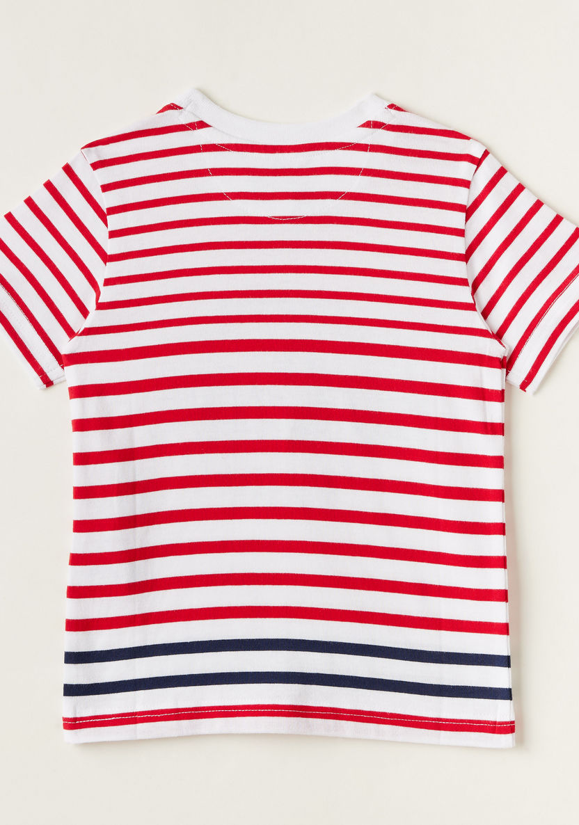Lee Cooper Striped Graphic Print T-shirt with Short Sleeves-T Shirts-image-2