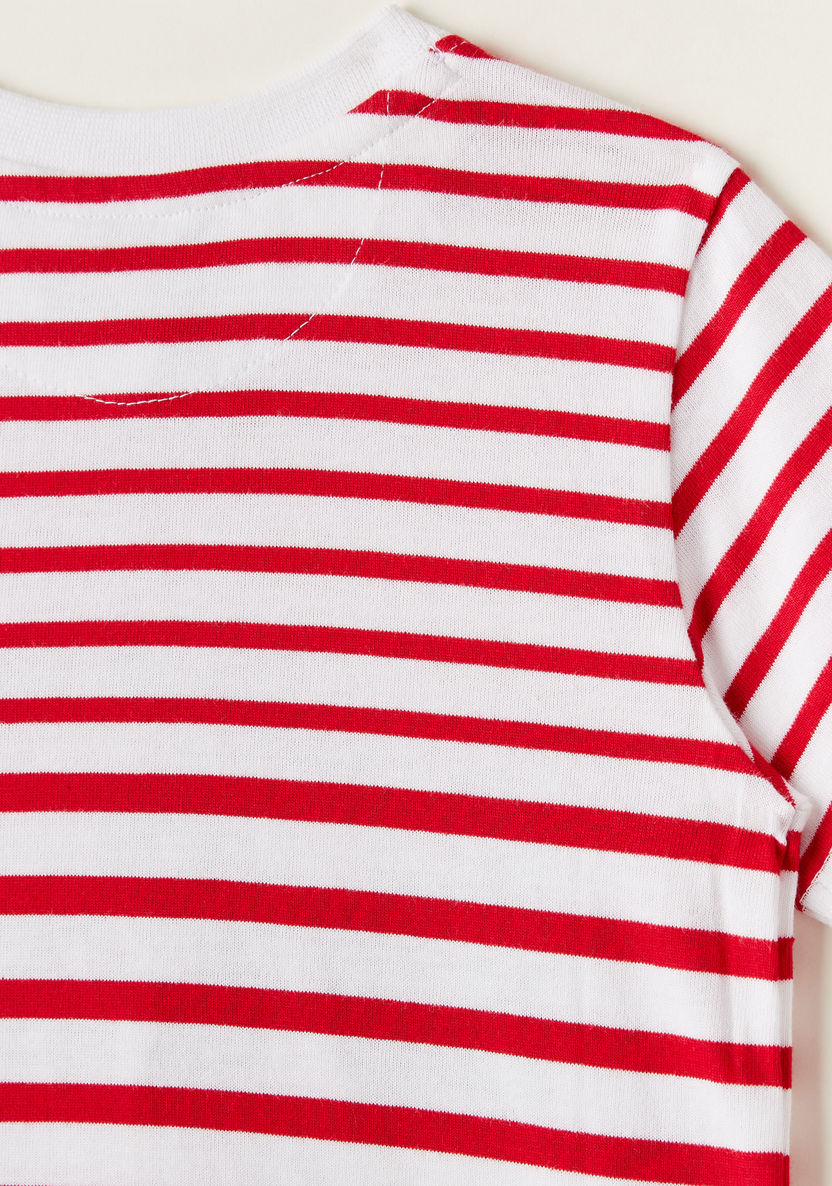 Lee Cooper Striped Graphic Print T-shirt with Short Sleeves-T Shirts-image-3