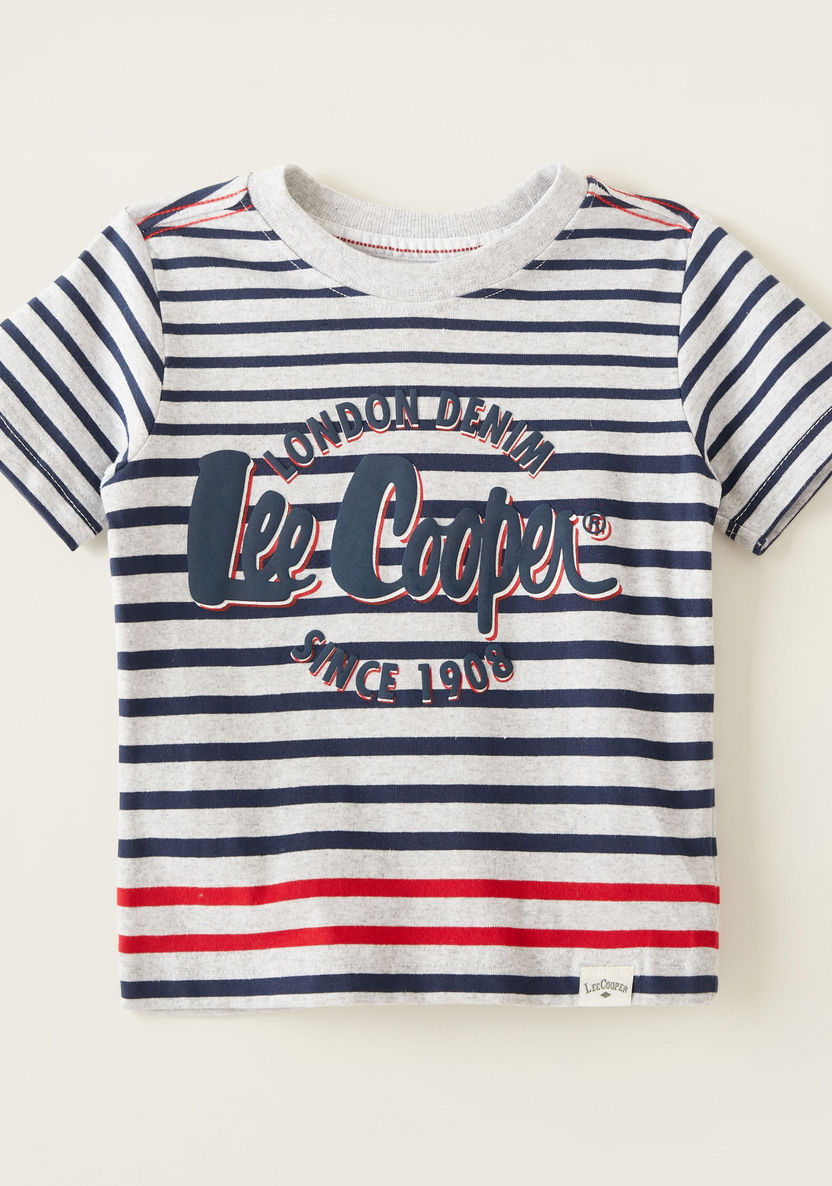 Lee Cooper Striped T-shirt with Round Neck and Short Sleeves-T Shirts-image-0