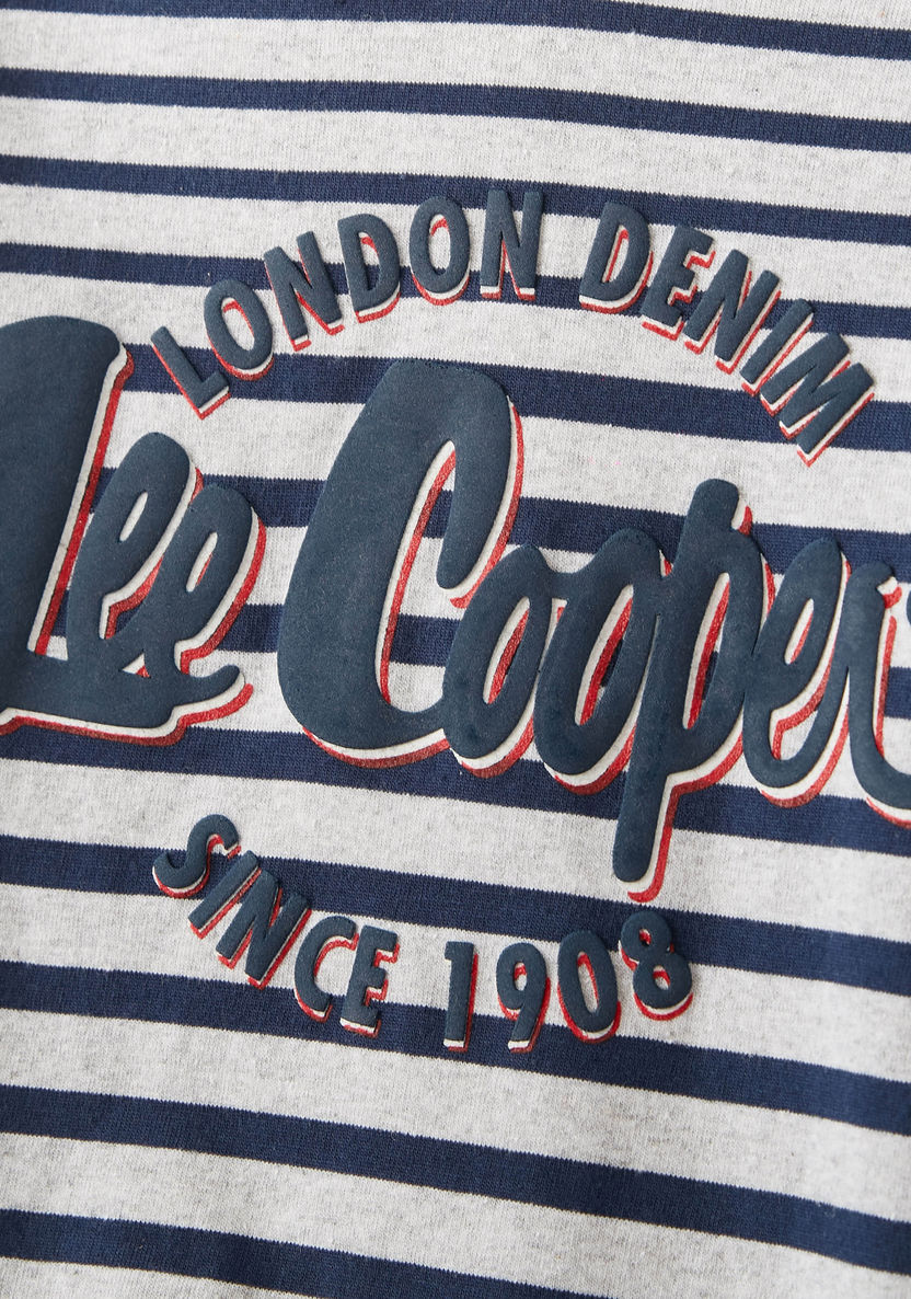 Lee Cooper Striped T-shirt with Round Neck and Short Sleeves-T Shirts-image-1