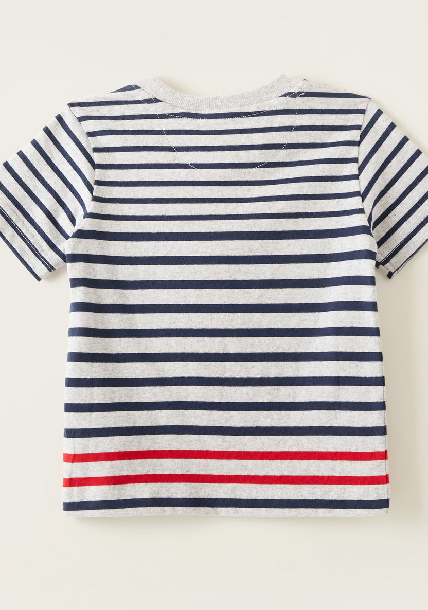 Lee Cooper Striped T-shirt with Round Neck and Short Sleeves-T Shirts-image-3