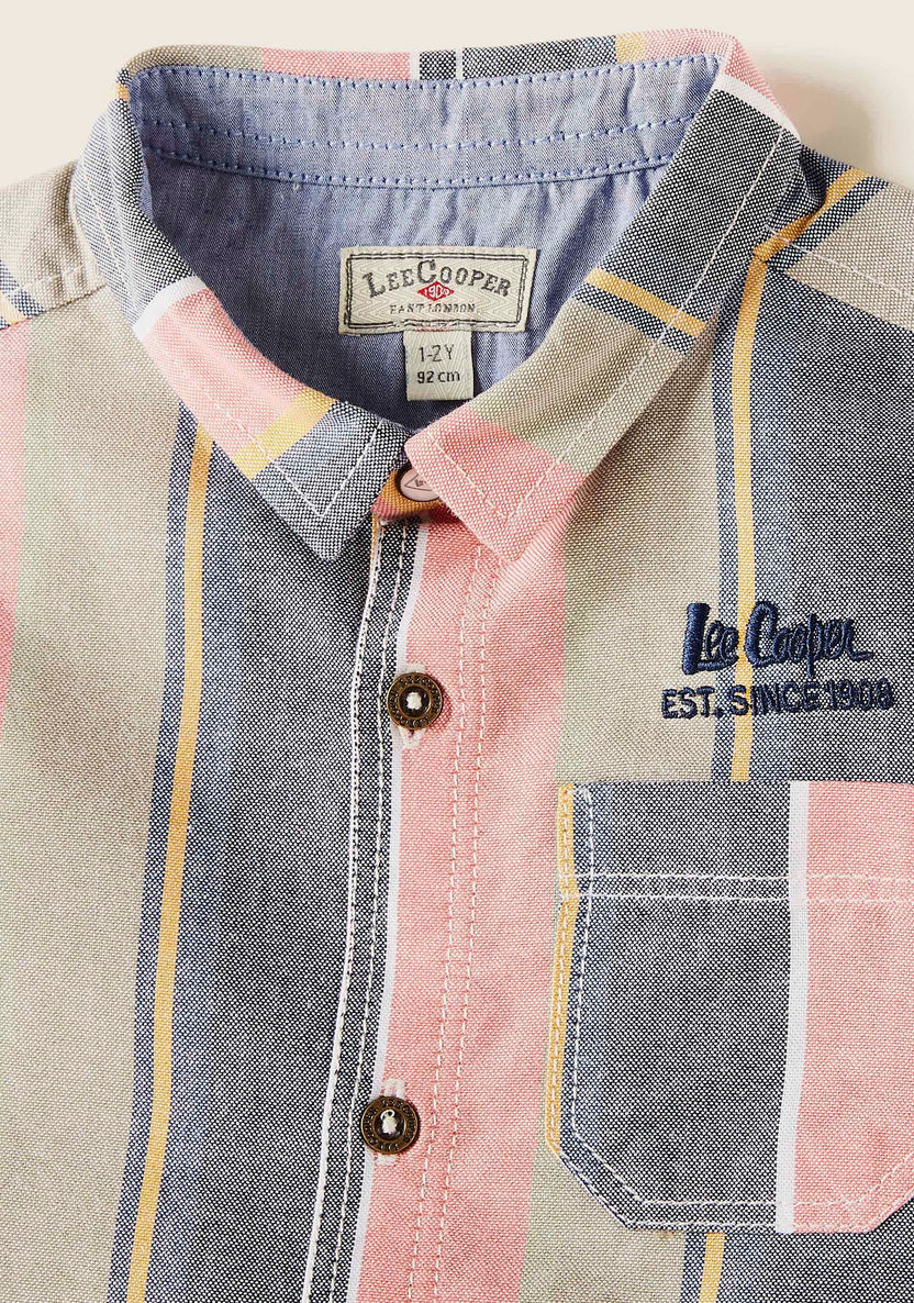 Lee Cooper Striped Short Sleeves Shirt with Pocket Detail-Shirts-image-1