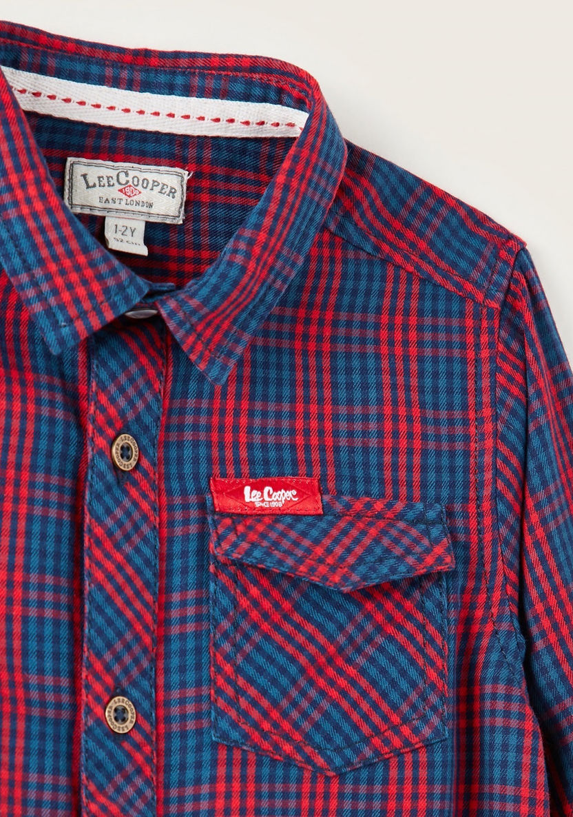 Lee Cooper Checked Shirt with Long Sleeves and Collar-Shirts-image-1