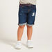 Lee Cooper Ripped Denim Shorts with Pockets and Button Closure-Shorts-thumbnail-1
