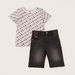 Lee Cooper All-Over Print T-shirt with Textured Denim Shorts-Clothes Sets-thumbnail-0