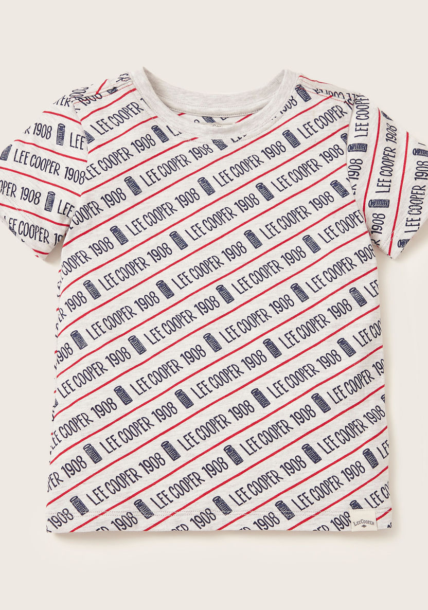 Lee Cooper All-Over Print T-shirt with Textured Denim Shorts-Clothes Sets-image-2