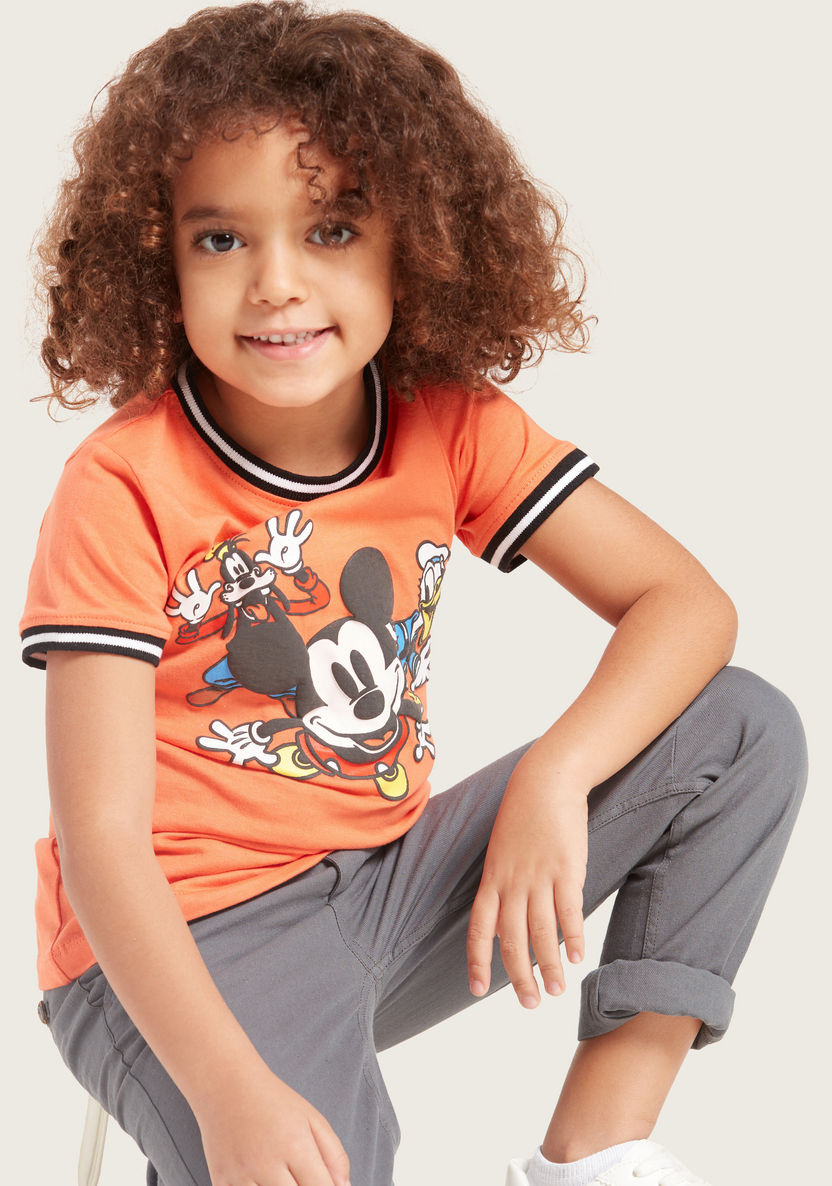Disney Mickey Mouse Graphic Print T-shirt with Short Sleeves-T Shirts-image-0
