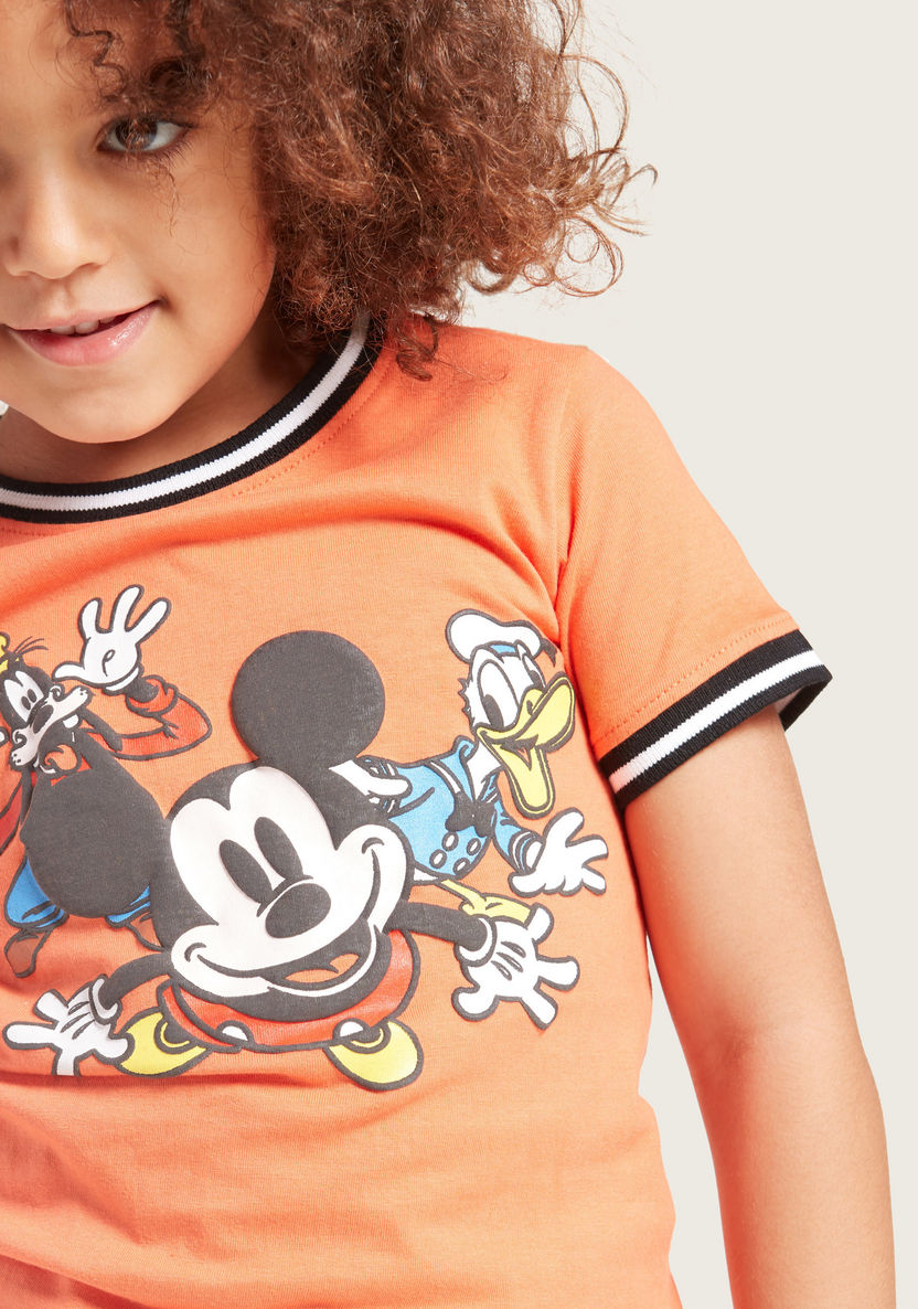 Disney Mickey Mouse Graphic Print T-shirt with Short Sleeves-T Shirts-image-2