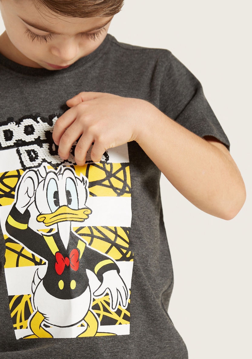 Disney Donald Duck Graphic Print Round Neck T-shirt with Short Sleeves-T Shirts-image-2