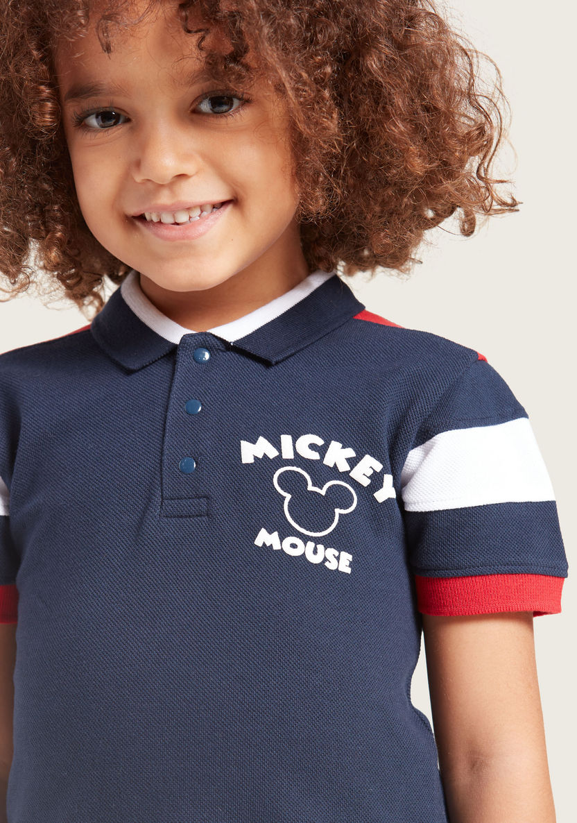 Disney Mickey Mouse Graphic Print Polo T-shirt with Short Sleeves-T Shirts-image-2
