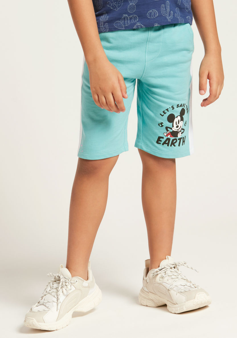 Mickey Mouse Print Knitted Shorts-Shorts-image-1