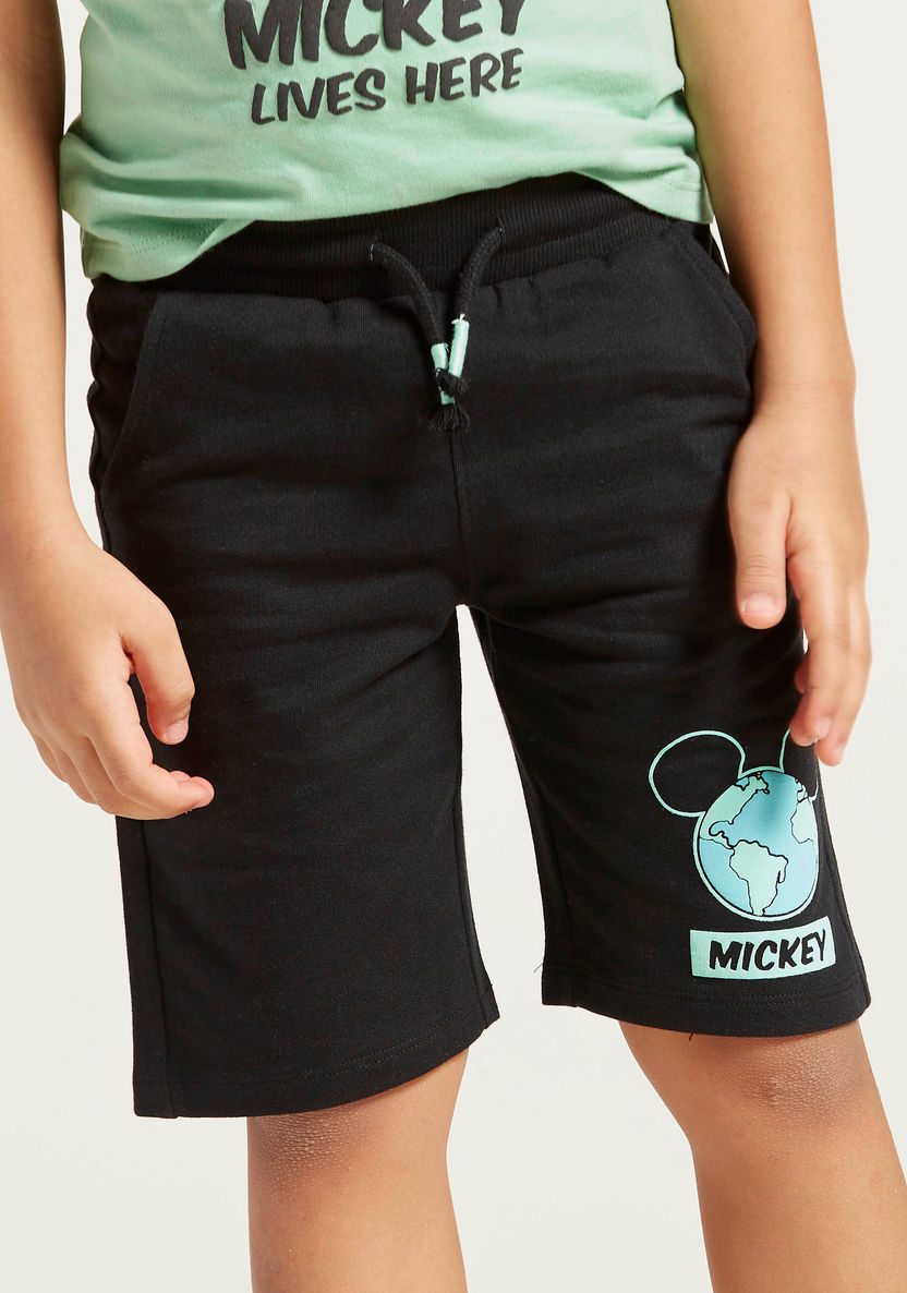 Mickey Mouse Print Shorts with Pocket Detail and Drawstring Closure-Shorts-image-3