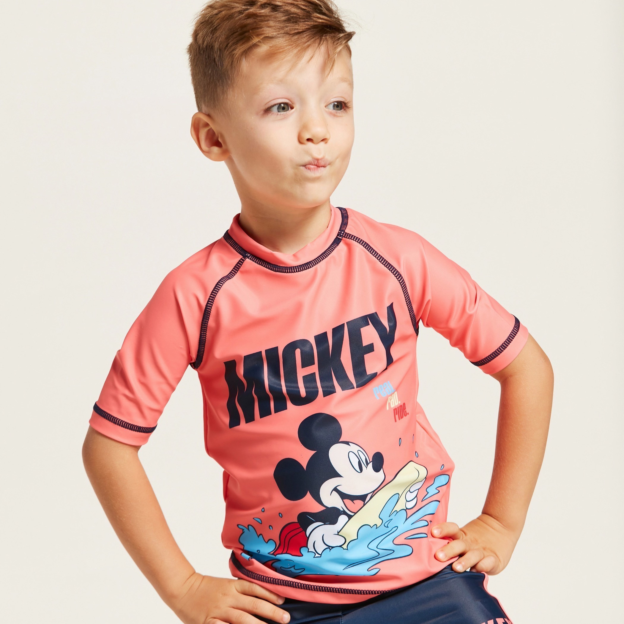 Disney Mickey Mouse Print Swim T-shirt and Shorts Set-baby-boys-clothing-swimwear-image-3