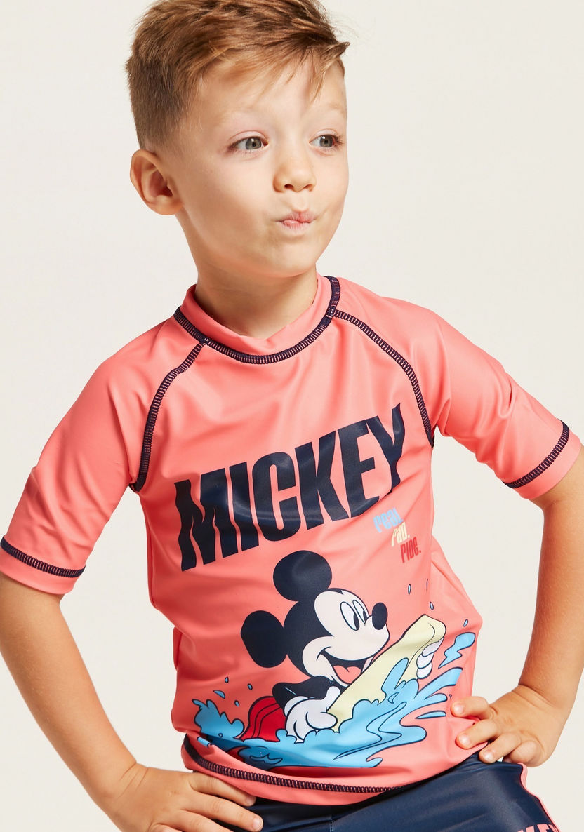 Disney Mickey Mouse Print Swim T-shirt and Shorts Set-Swimwear-image-2