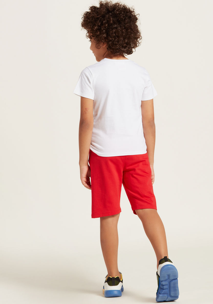 Spider-Man Print Round Neck T-shirt and Shorts Set-Clothes Sets-image-3