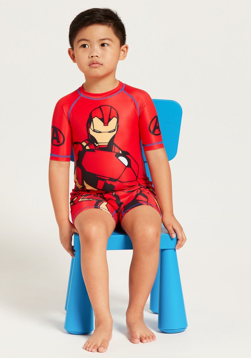 Iron Man Print Short Sleeves Romper-Rompers%2C Dungarees and Jumpsuits-image-0