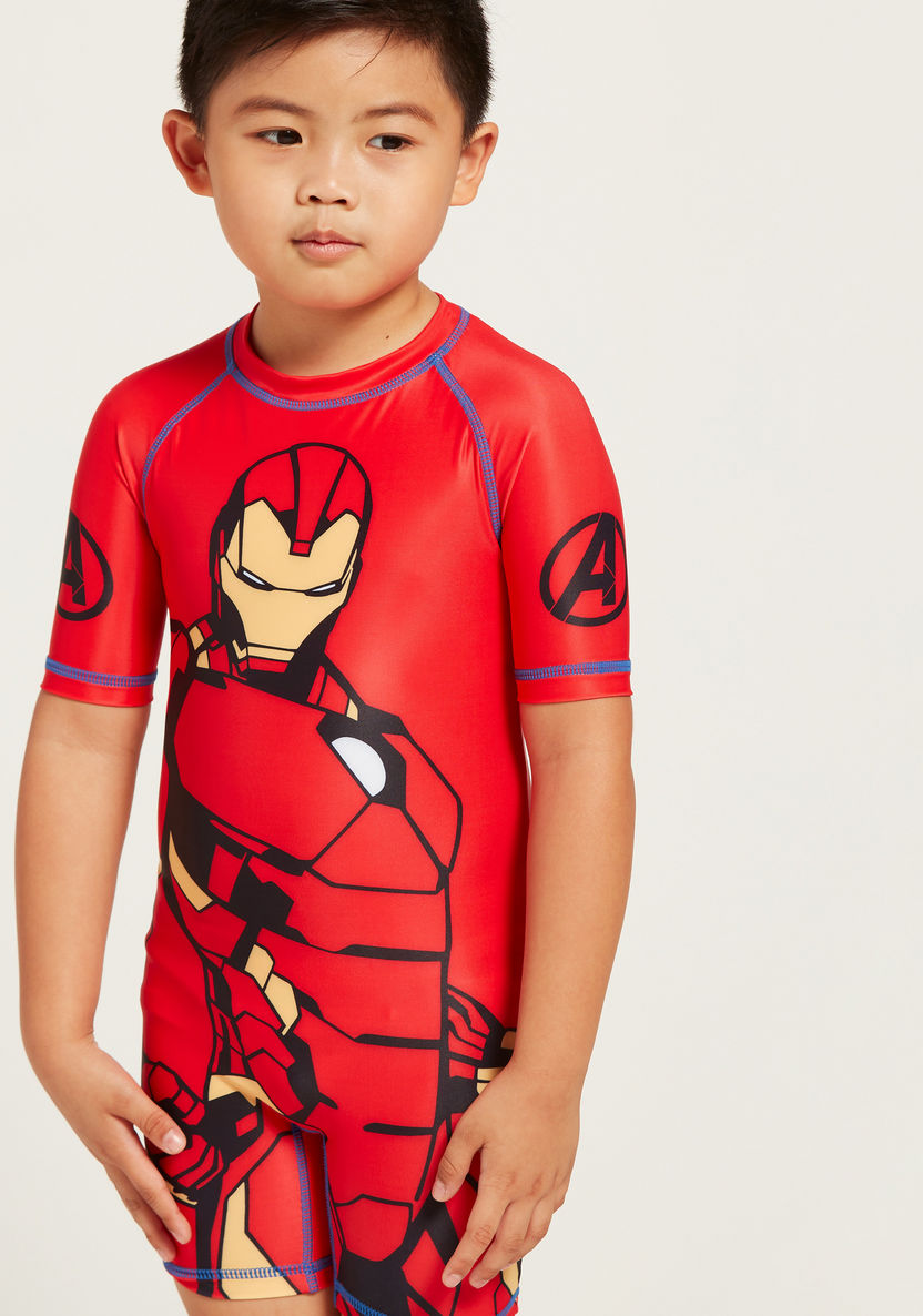 Iron Man Print Short Sleeves Romper-Rompers%2C Dungarees and Jumpsuits-image-1