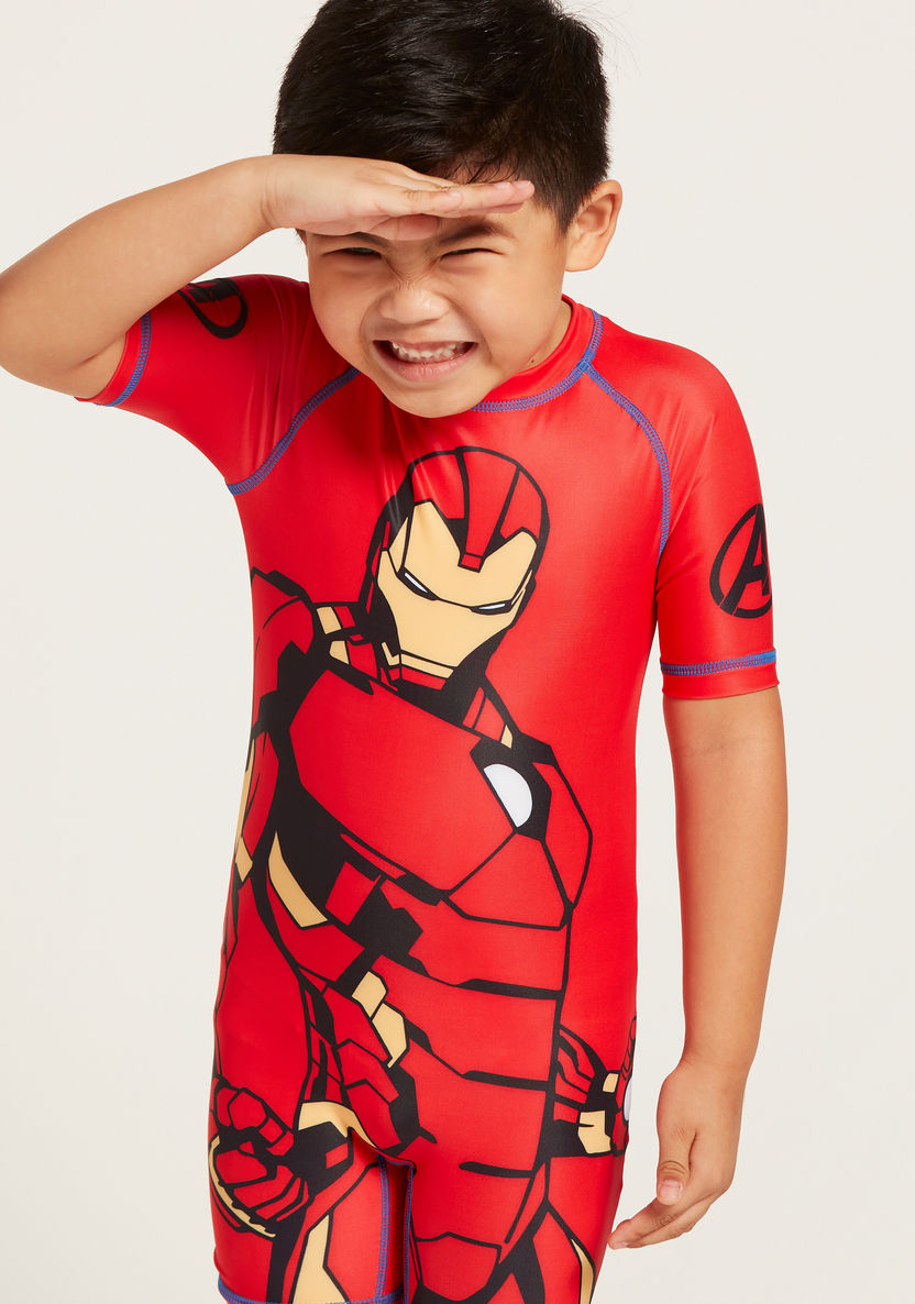 Iron Man Print Short Sleeves Romper-Rompers%2C Dungarees and Jumpsuits-image-2