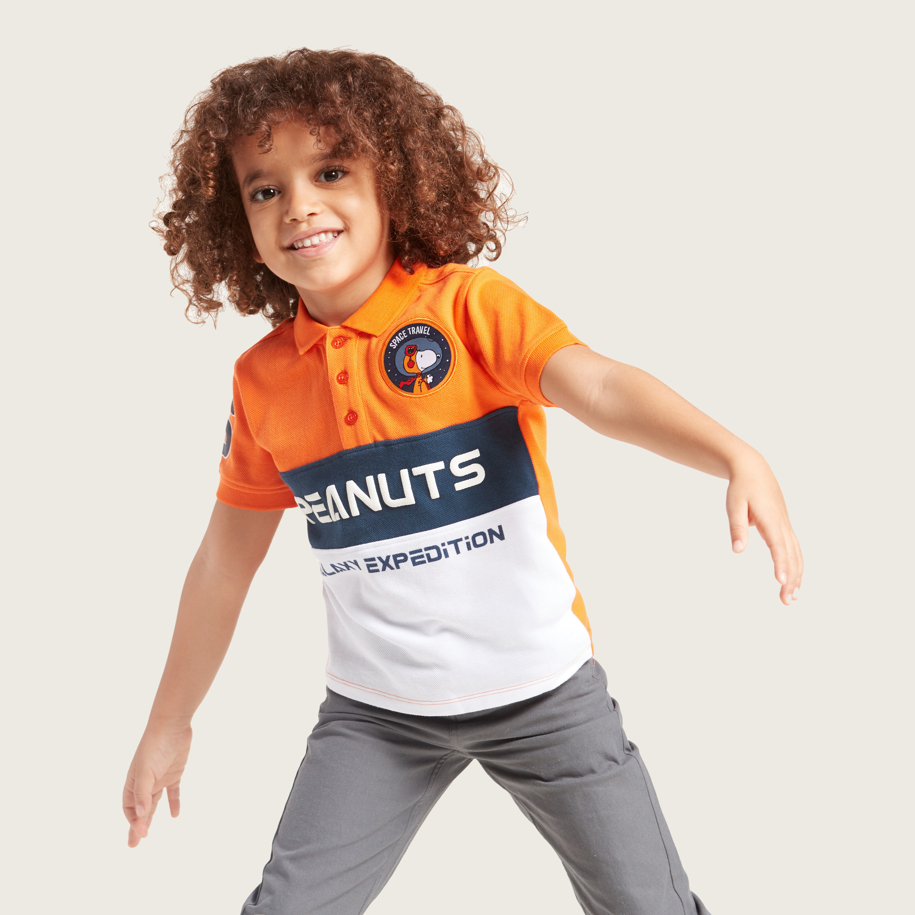 Snoopy Graphic Print Polo T-shirt with Short Sleeves-boys-clothing-tshirtsandpolos-image-1