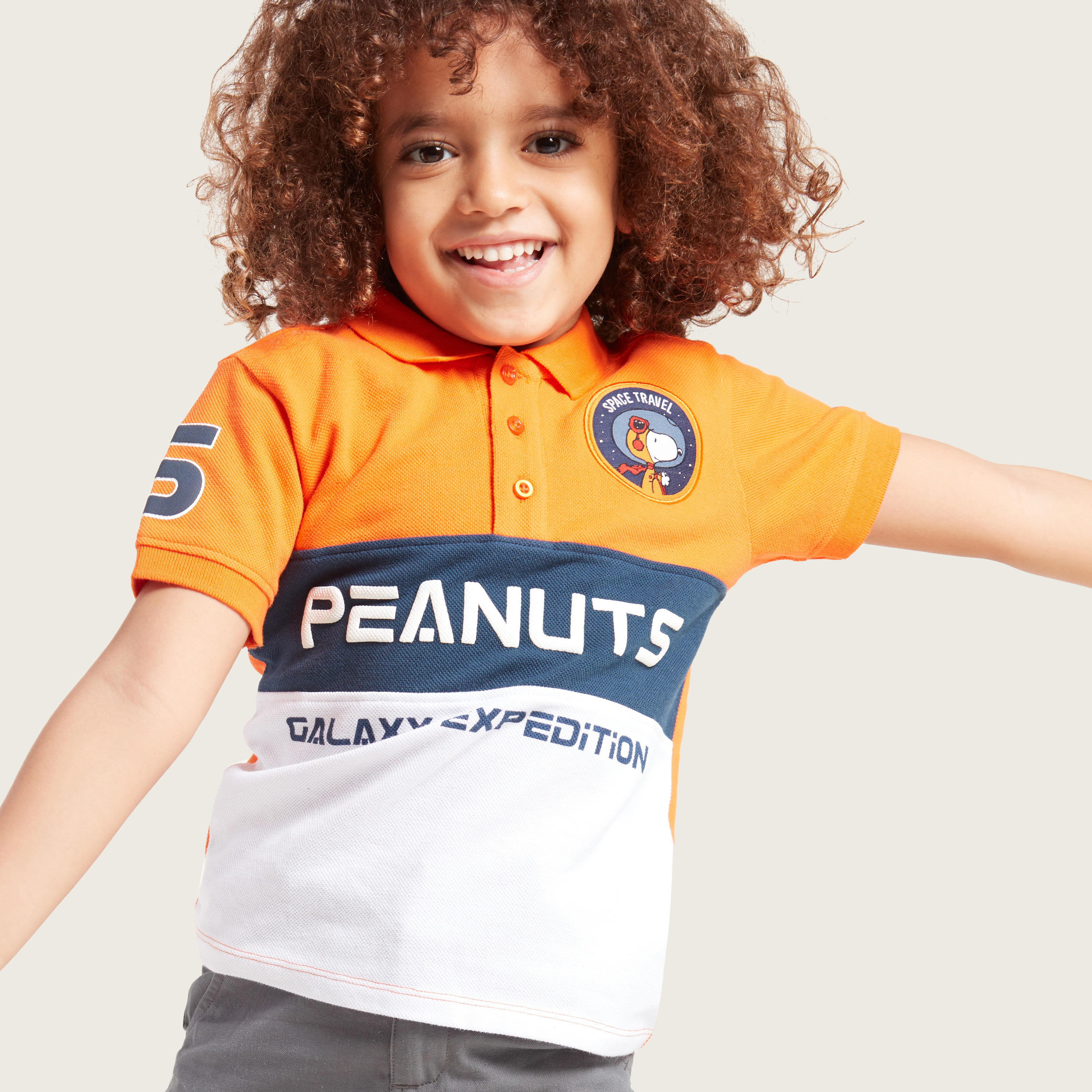 Snoopy Graphic Print Polo T-shirt with Short Sleeves-boys-clothing-tshirtsandpolos-image-3