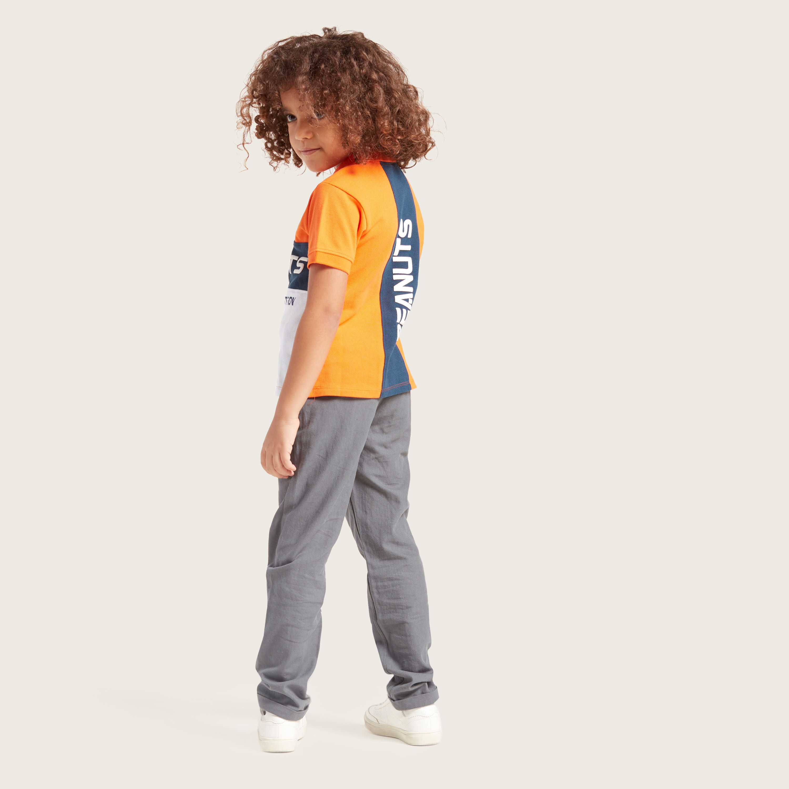 Snoopy Graphic Print Polo T-shirt with Short Sleeves-boys-clothing-tshirtsandpolos-image-4