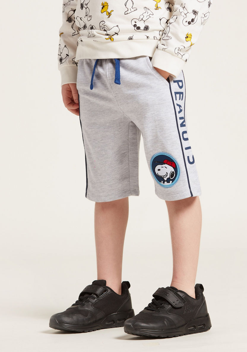 Snoopy Print Shorts with Pockets and Drawstring-Shorts-image-2