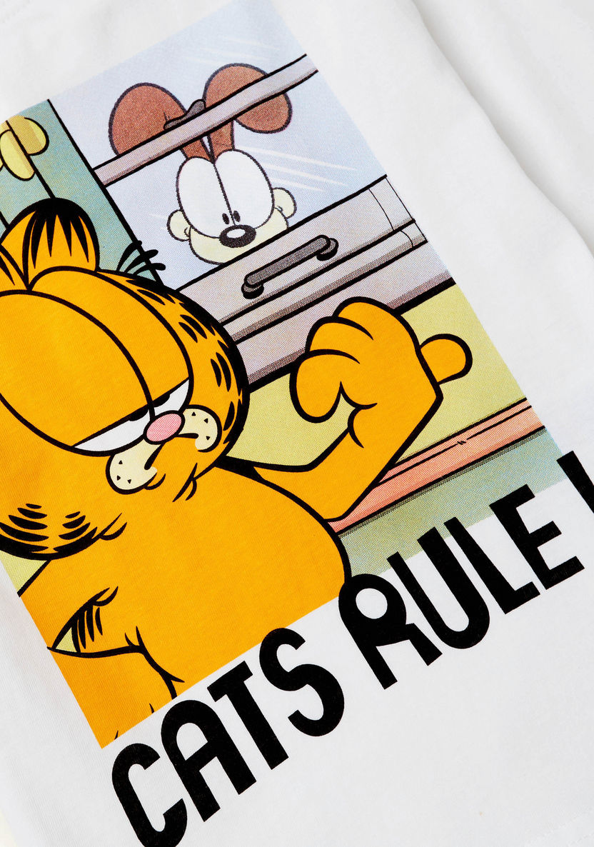 Garfield Print T-shirt with Long Sleeves-T Shirts-image-1