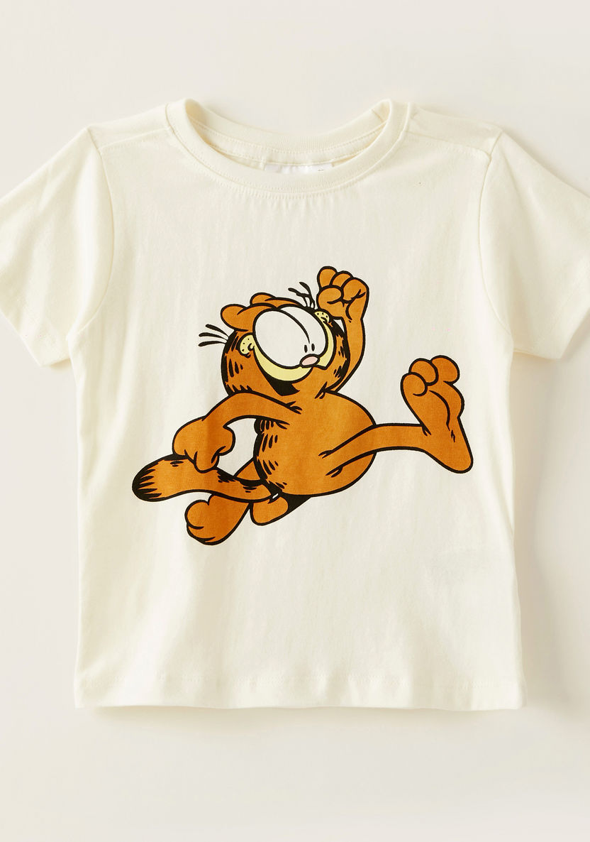 Garfield Graphic Print T-shirt with Round Neck and Short Sleeves-T Shirts-image-0