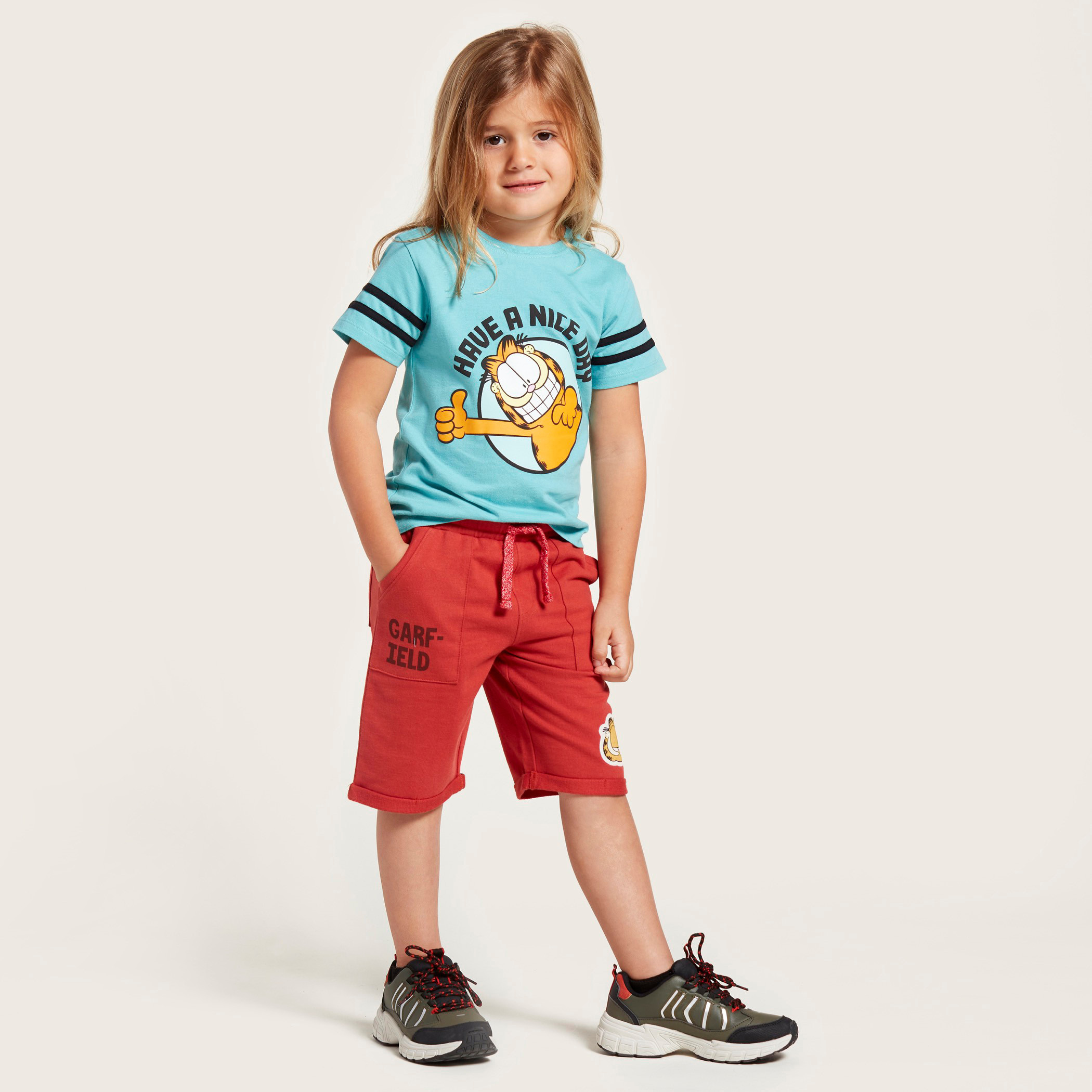 Garfield Graphic Print T-shirt with Round Neck and Short Sleeves-boys-clothing-tshirtsandpolos-image-2