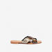 Celeste Women's Textured Slide Sandals with Cross Straps-Women%27s Flat Sandals-thumbnailMobile-0