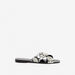 Celeste Women's Textured Slide Sandals with Cross Straps-Women%27s Flat Sandals-thumbnailMobile-0