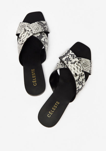 Celeste Women's Textured Slide Sandals with Cross Straps