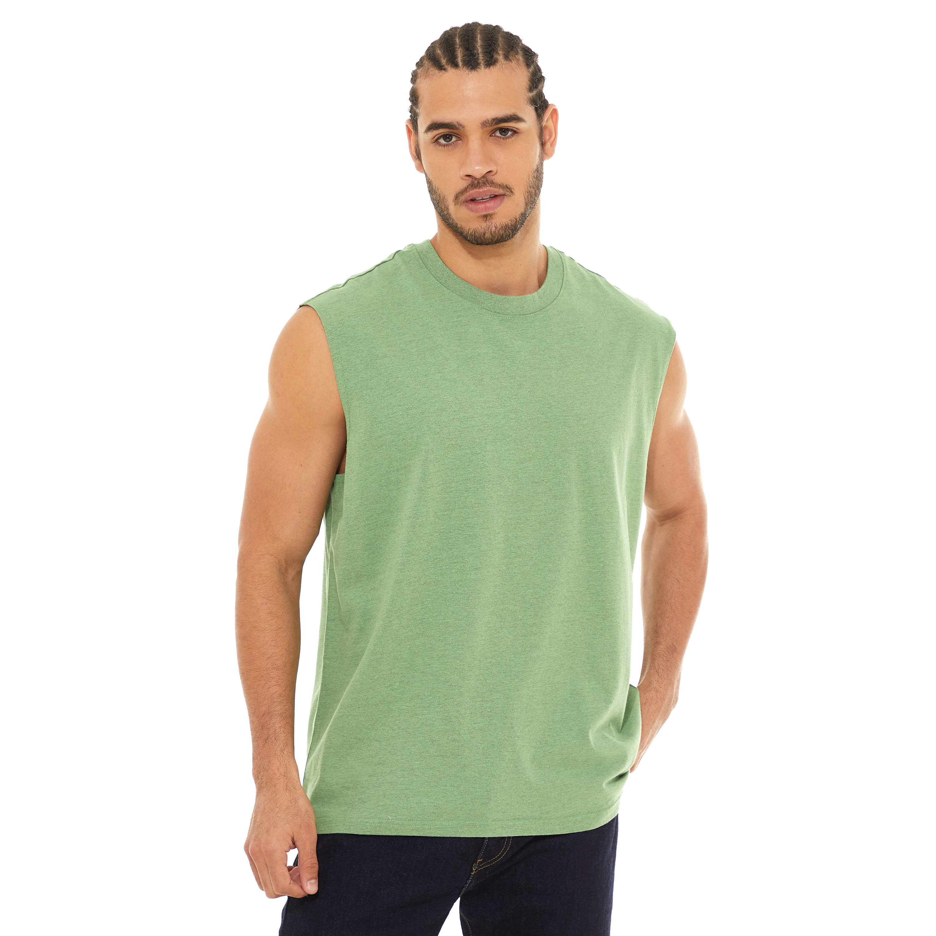 Levi's Men Green Plain Crew Neck Sleeveless Tank T-Shirt-men-clothing-tshirtsandpolos-tshirts-image-1