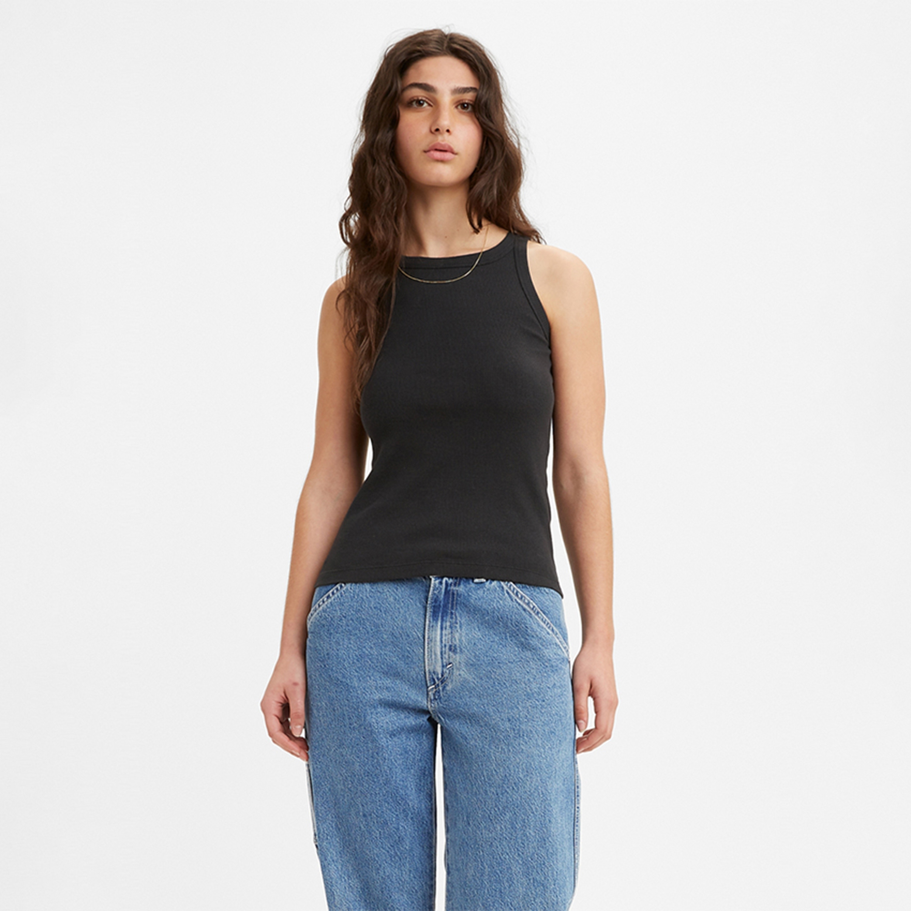 ليفايس بلوزة نسائية بدون أكمام بياقة دائرية وسادة ابيض-women-clothing-tshirts-image-1